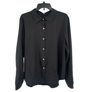 Izuria Women’s Black Button Front Lightweight Long Sleeve Blouse XL NWOT